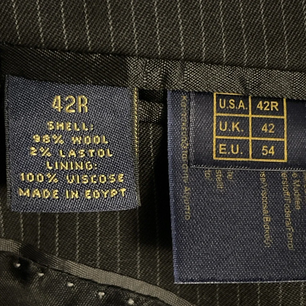 Brooks Brothers Pinstripe, Sport‎ Coat Wool Egypt 42R Black / Gray Men's Blazer